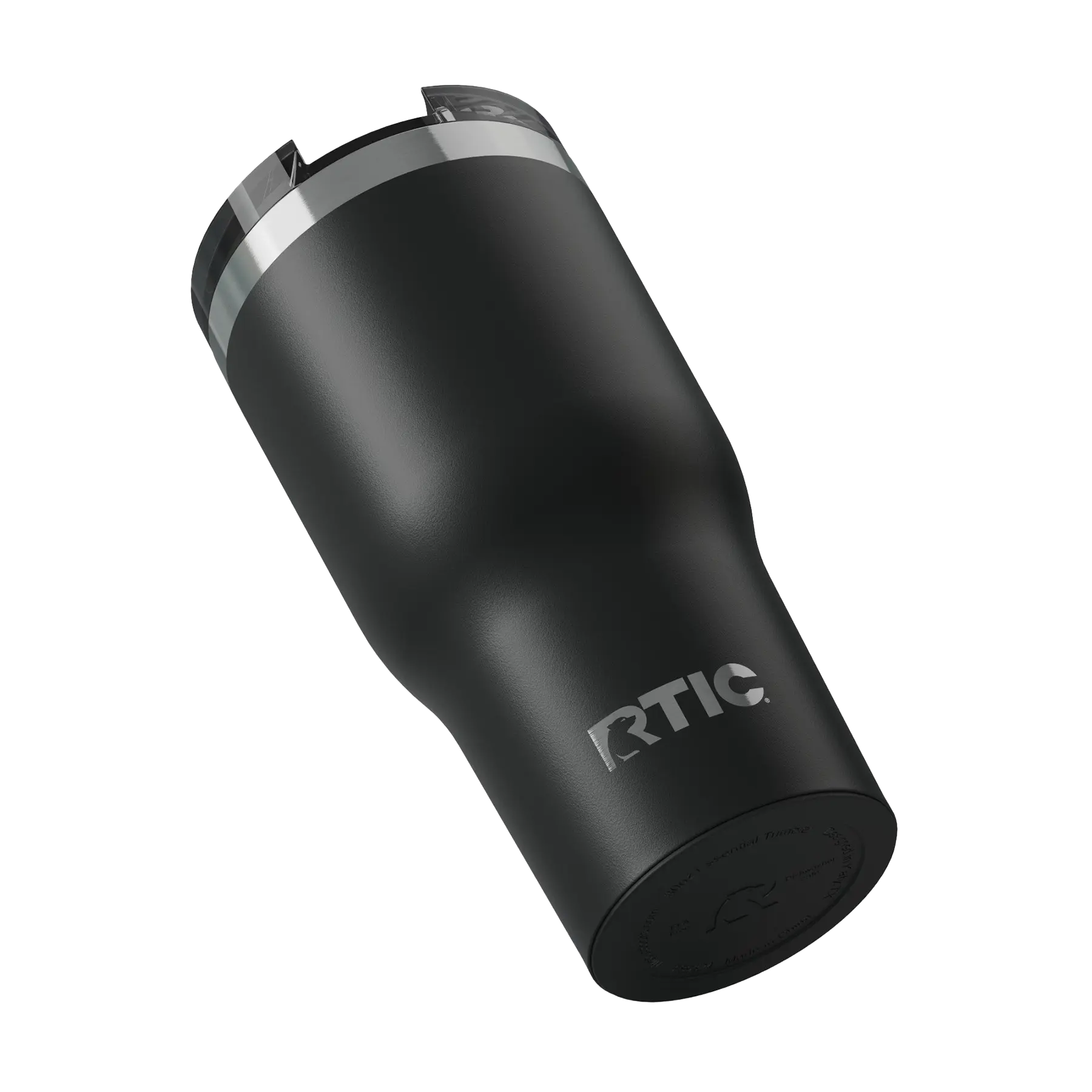Built-in silicone anti-slip base on black RTIC 30 oz Essential tumbler