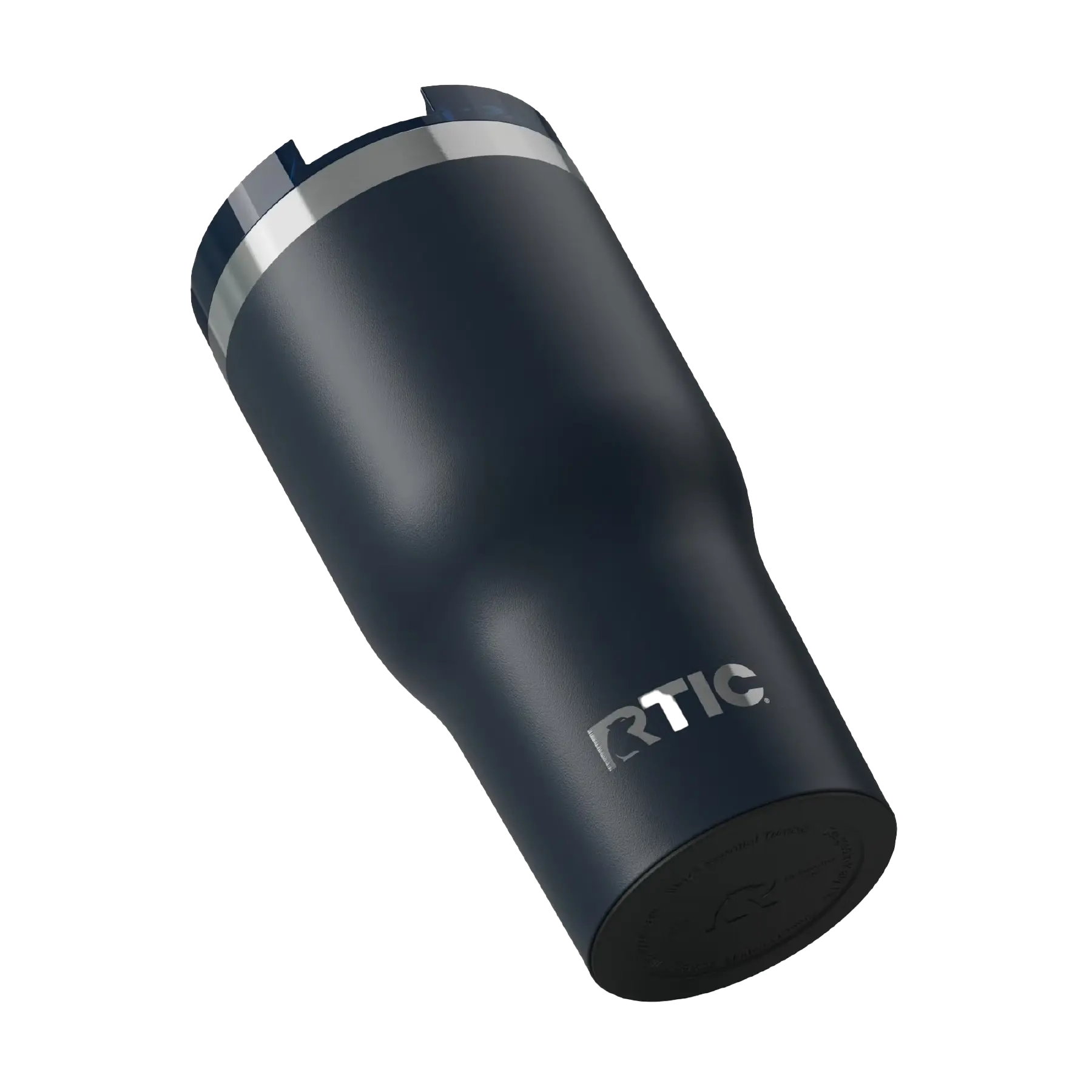 Built-in silicone anti-slip base on navy RTIC 30 oz Essential tumbler