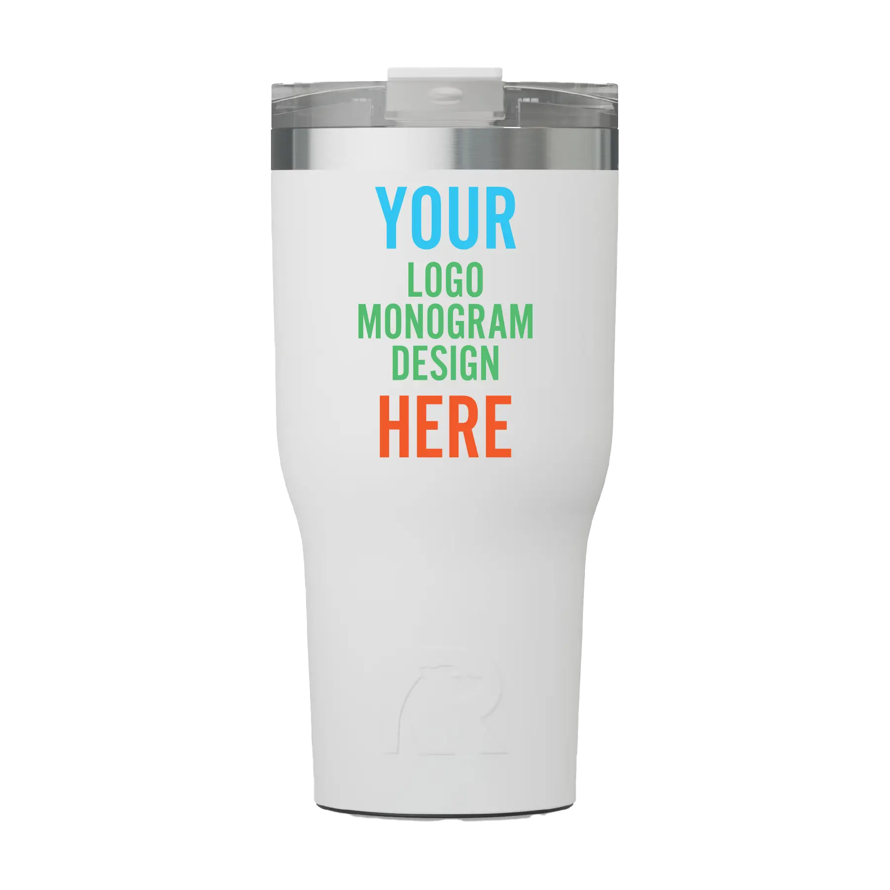 Customized RTIC 30oz Tumbler, White, Matte, Stainless Steel & Vacuum Insulated, Flip-Top Lid, Case of 30