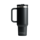 Back view of black RTIC 40 oz Road Trip insulated travel mug