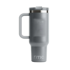 Back view of fog RTIC 40 oz Road Trip insulated travel mug