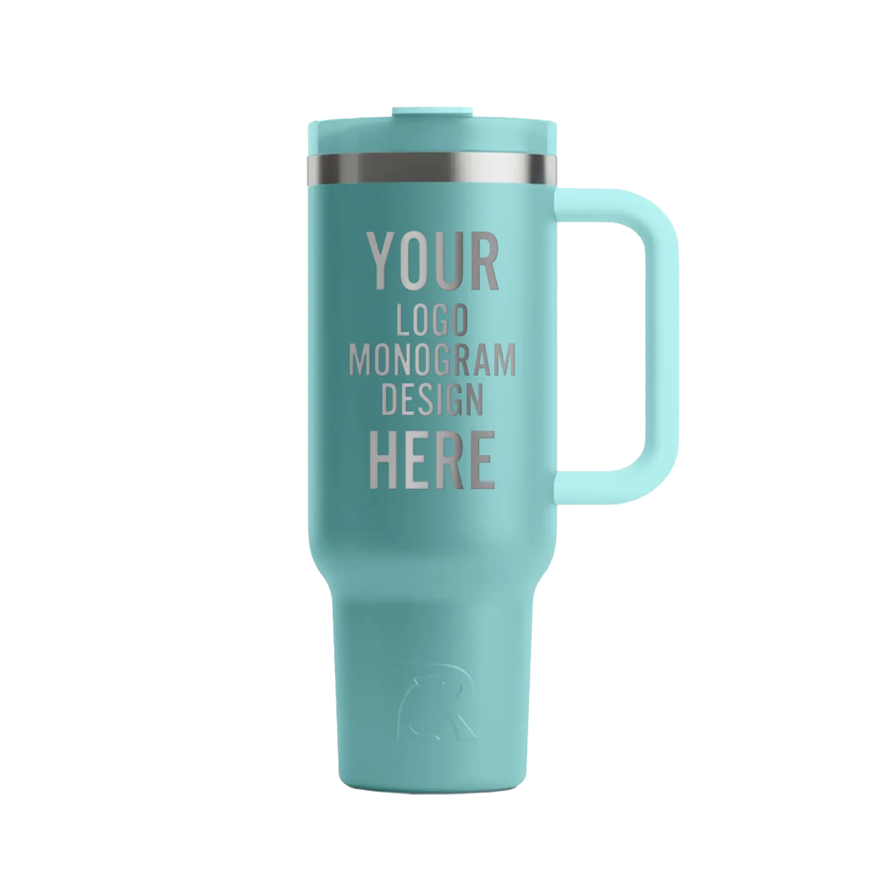 Personalized lagoon RTIC 40 oz Road Trip ceramic-lined travel mug with custom laser engraved logo, monogram, or design