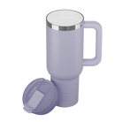 Ceramic-lined interior of dusty lilac RTIC 40 oz Road Trip tumbler