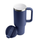 Ceramic-lined interior of navy RTIC 40 oz Road Trip tumbler