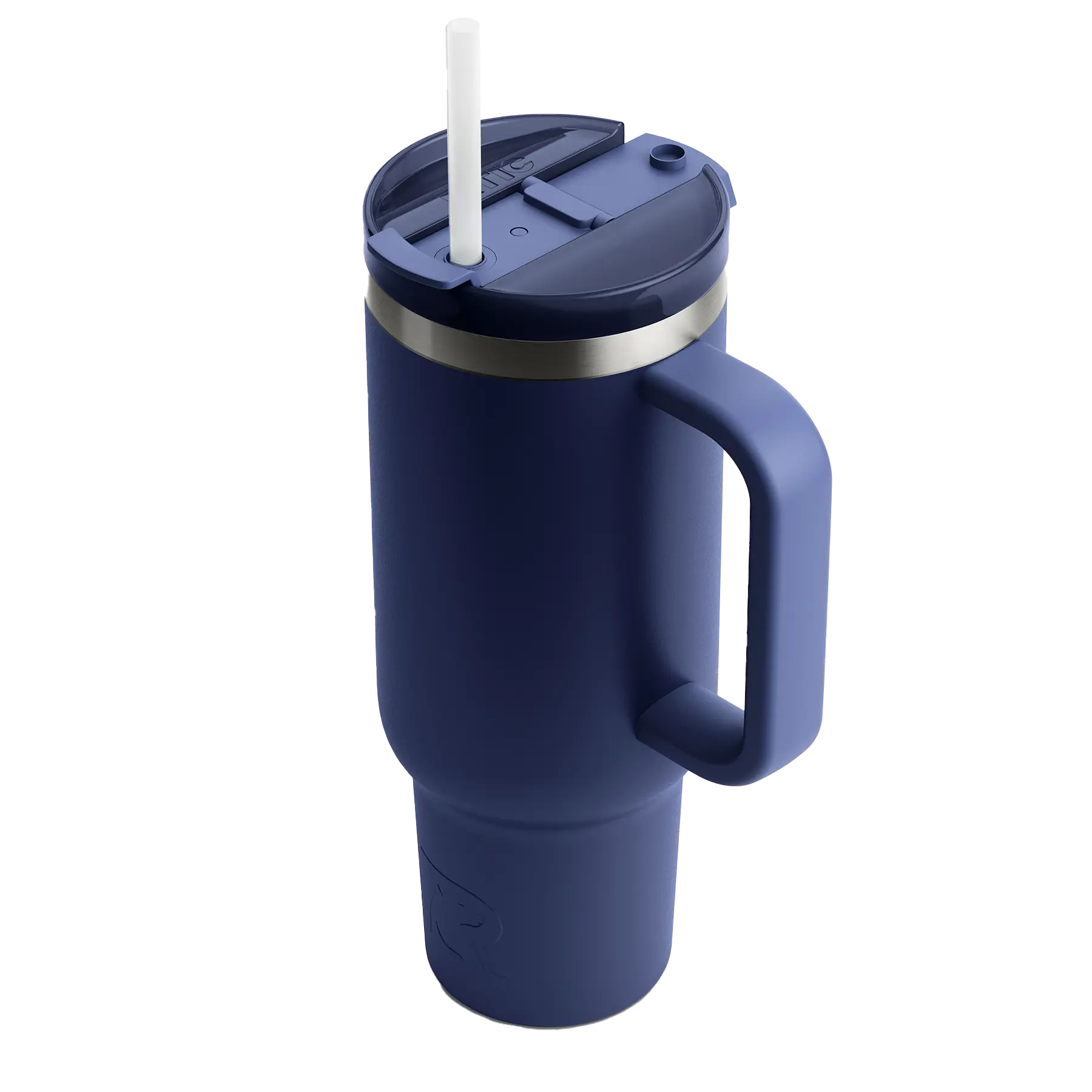 Spill-resistant travel lid for navy RTIC 40 oz Road Trip tumbler