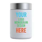 Personalized matte white RTIC 12 oz can cooler with custom UV full color printed logo, monogram, or design