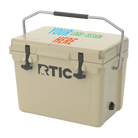 Personalizedtan RTIC 20 qt ultra-tough cooler with custom UV full color printed logo, monogram, or design