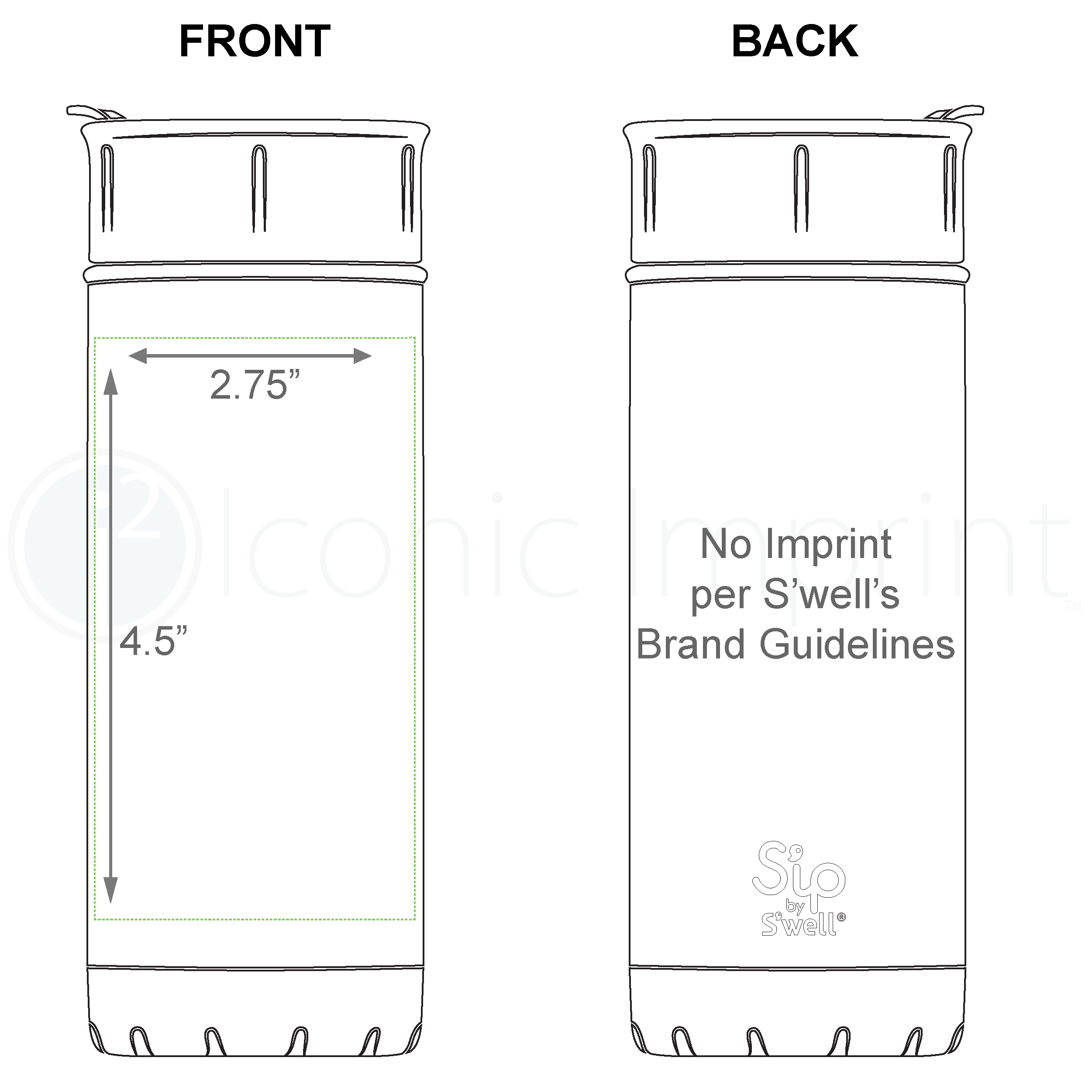 SIP by S'well 16 oz Travel Bottle Imprint Area