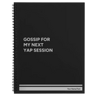 Large black spiral notebook laser etched with 'Yap Session' design