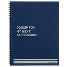 Large blue spiral notebook laser etched with 'Yap Session' design