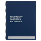 Large blue spiral notebook laser etched with 'Forbidden Knowledge' design