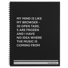 Large black spiral notebook laser etched with 'My Browser' design