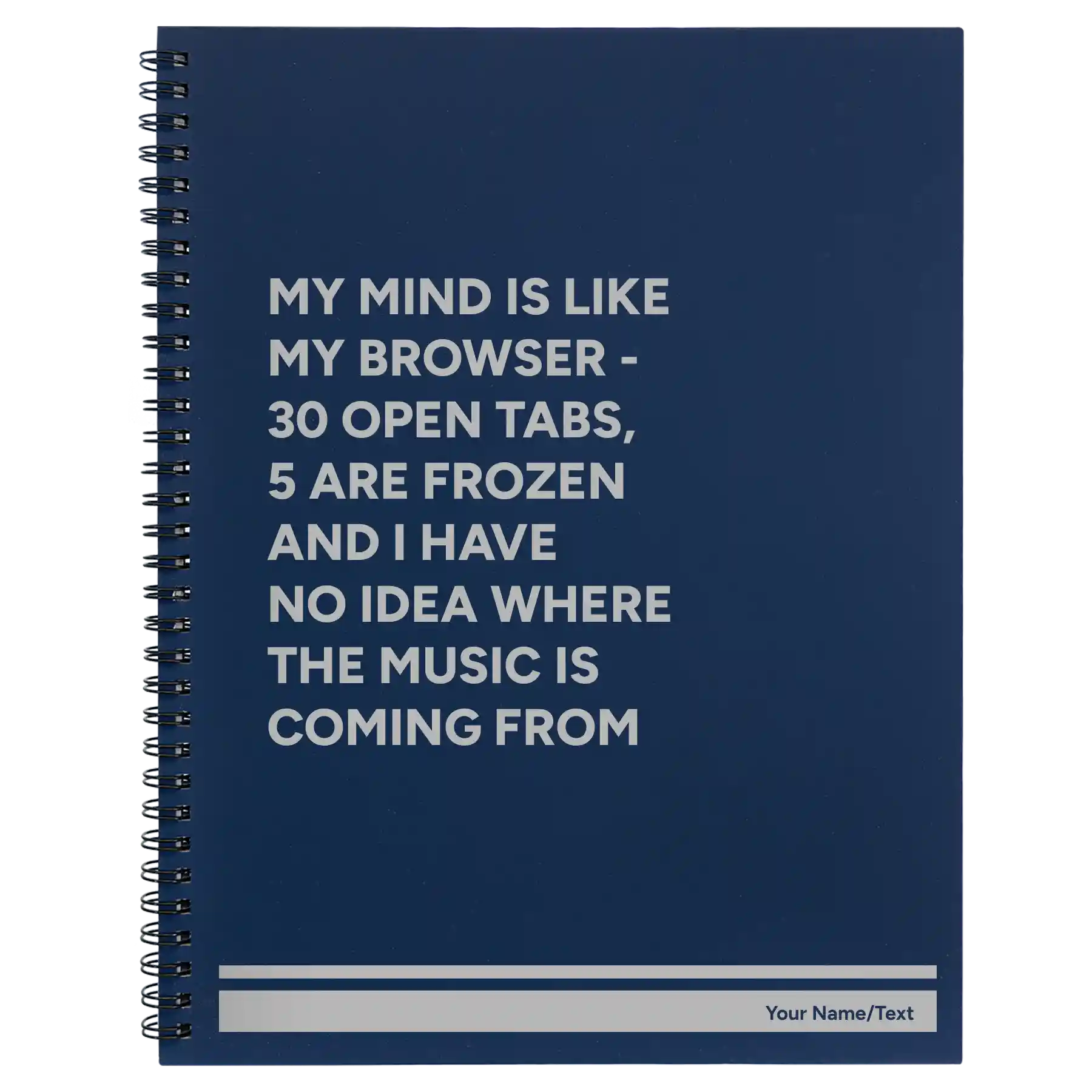 Large blue spiral notebook laser etched with 'My Browser' design
