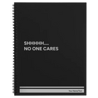 Large black spiral notebook laser etched with 'Shhhh' design