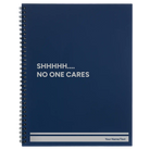 Large blue spiral notebook laser etched with 'Shhhh' design
