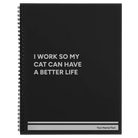 Large black spiral notebook laser etched with 'My Cat' design