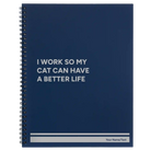Large blue spiral notebook laser etched with 'My Cat' design