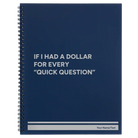 Large blue spiral notebook laser etched with 'If I Had a Dollar' design
