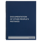 Large blue spiral notebook laser etched with 'Other Peoples Mistakes' design