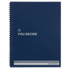 Large blue spiral notebook laser etched with 'You Decide' design