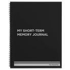 Large black spiral notebook laser etched with 'My Short-Term Memory Journal' design