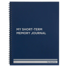 Large blue spiral notebook laser etched with 'My Short-Term Memory Journal' design