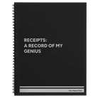 Large black spiral notebook laser etched with 'My Genius' design
