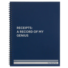 Large blue spiral notebook laser etched with 'My Genius' design