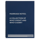 Large blue spiral notebook laser etched with 'Marriage Notes' design