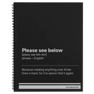 Large black spiral notebook laser etched with 'Per My Last Email' design
