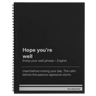 Large black spiral notebook laser etched with 'Hope You're Well' design