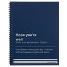 Large blue spiral notebook laser etched with 'Hope You're Well' design