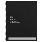 Large black spiral notebook laser etched with 'My rage journal' design