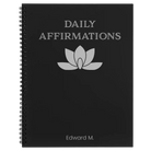 Large black spiral notebook laser etched with 'Daily Affirmations' design