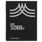 Large black spiral notebook laser etched with 'Fitness Journey' design
