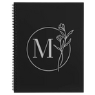 Large black spiral notebook laser etched with 'Floral Circle' design