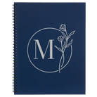 Large blue spiral notebook laser etched with 'Floral Circle' design