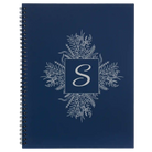 Large blue spiral notebook laser etched with 'Floral Initals' design