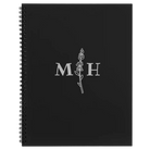 Large black spiral notebook laser etched with 'Flower Initial' design