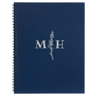 Large blue spiral notebook laser etched with 'Flower Initial' design