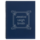 Large blue spiral notebook laser etched with 'Flower Square' design