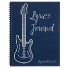 Large blue spiral notebook laser etched with 'Lyrics' design