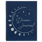 Large blue spiral notebook laser etched with 'Moon Dream Journal' design