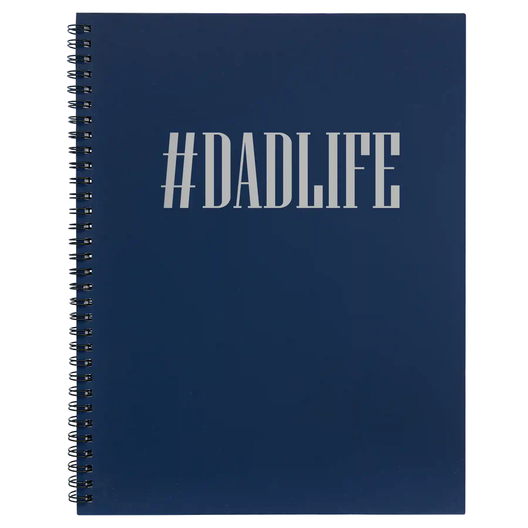 Large blue spiral notebook laser etched with 'Dadlife' design