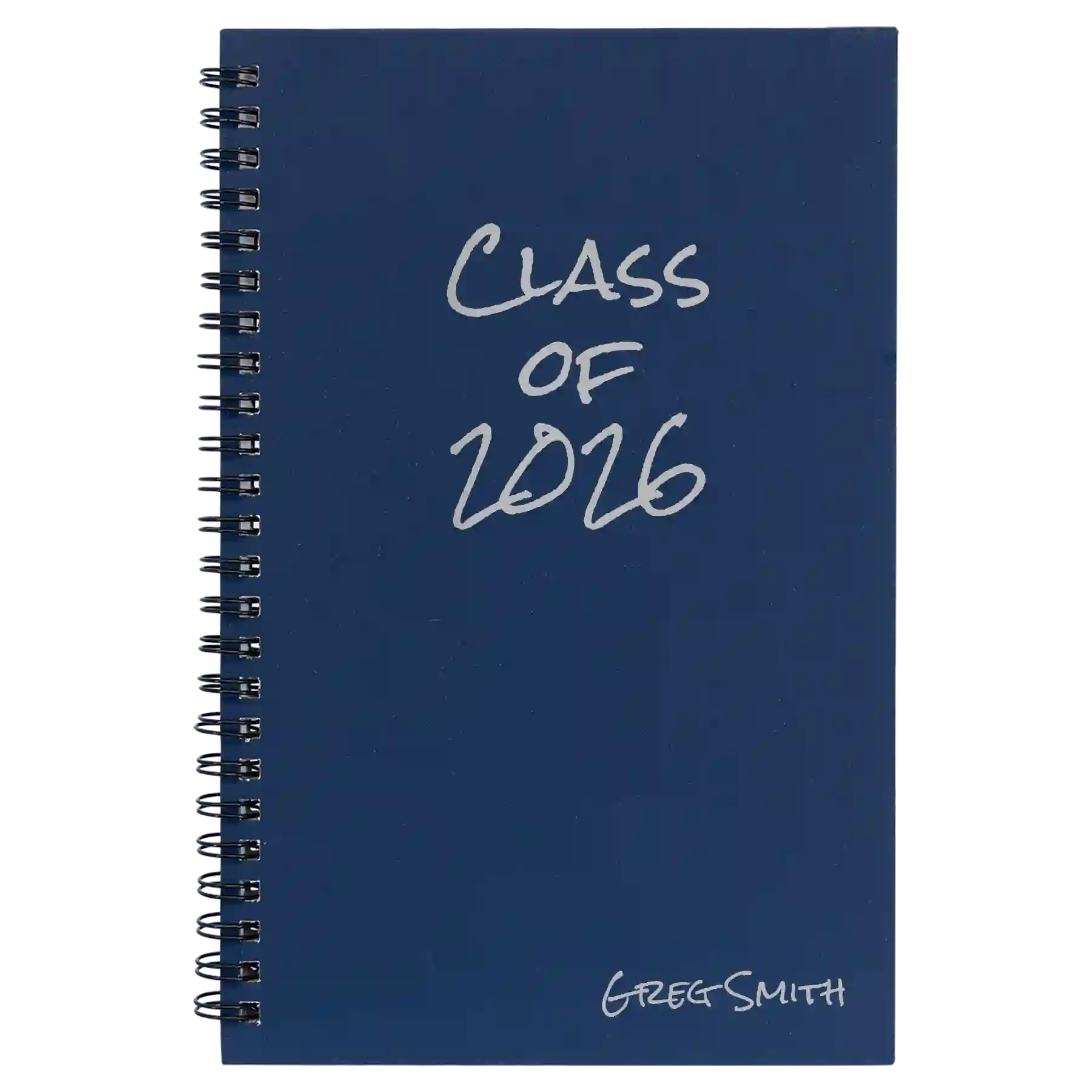 Small blue spiral notebook laser etched with 'Class of' design