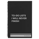 Small black spiral notebook laser etched with 'TO DO List' design
