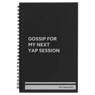 Small black spiral notebook laser etched with 'Yap Session' design