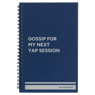 Small blue spiral notebook laser etched with 'Yap Session' design