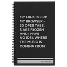 Small black spiral notebook laser etched with 'My Browser' design