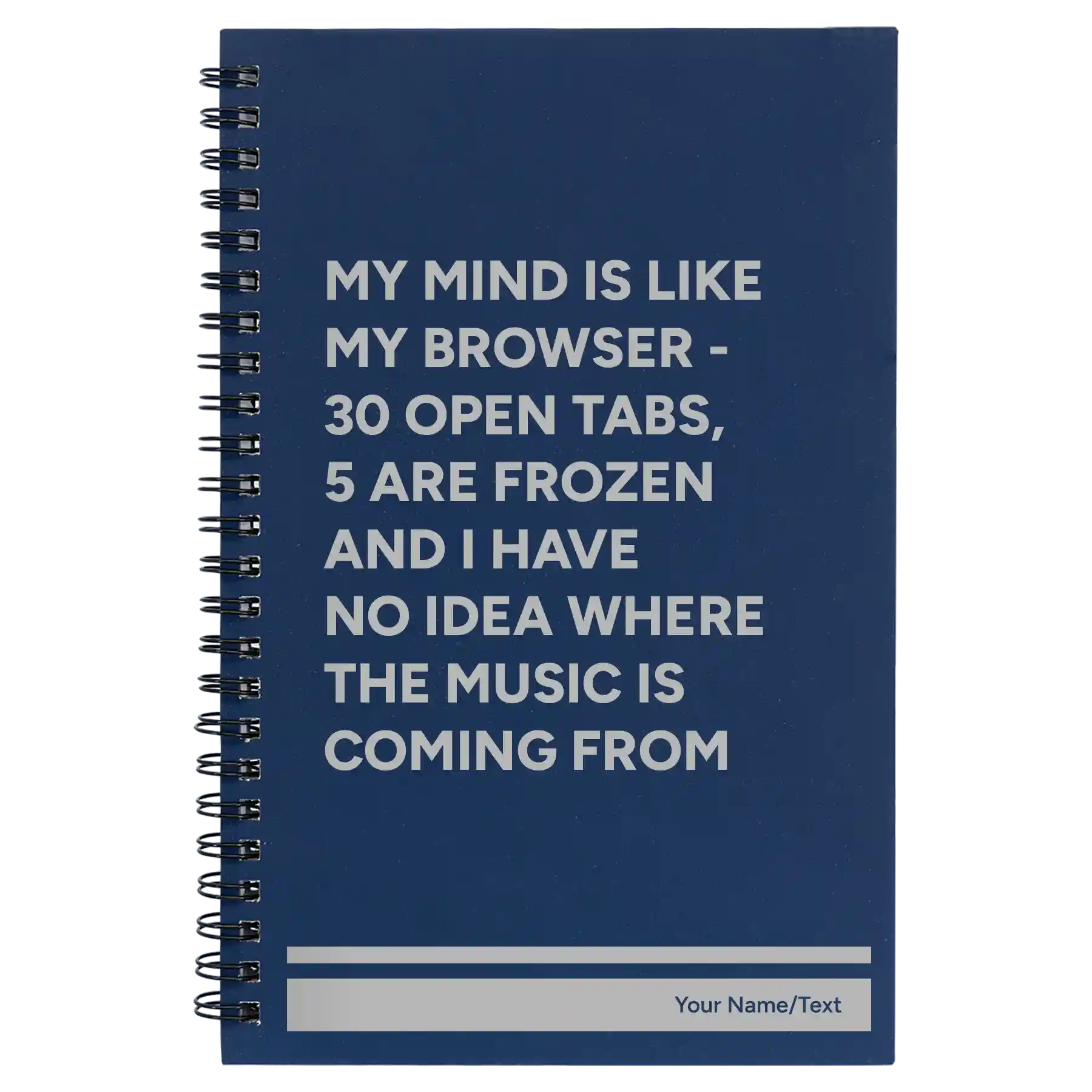 Small blue spiral notebook laser etched with 'My Browser' design